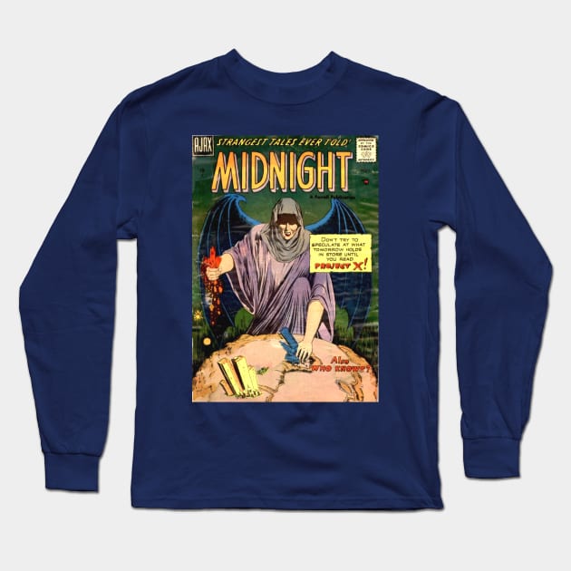 Midnight Angel Horror Comic Cover Long Sleeve T-Shirt by Weirdette